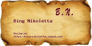 Bing Nikoletta névjegykártya